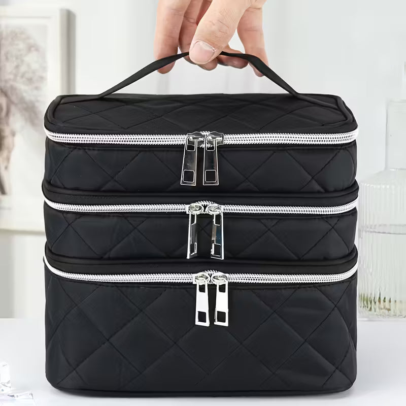 Luxury Large Capacity Black Rhombus Makeup Bag