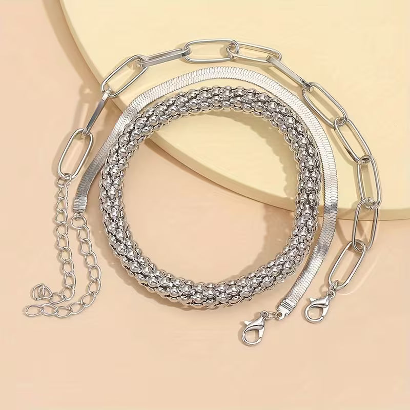 Snake Bone Chain Bracelet Set