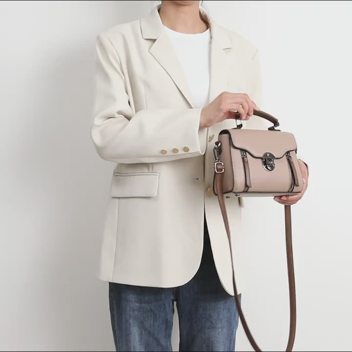 Vintage Color-Blocked Crossbody Bag