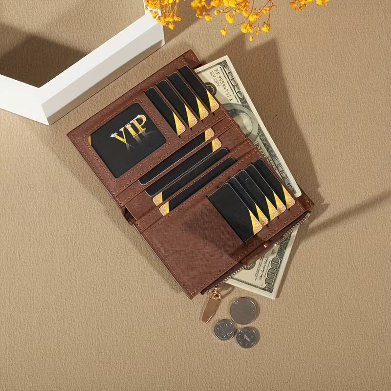 Vintage Solid Color Short Wallet